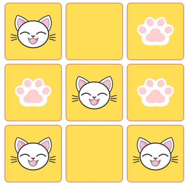 Tic-Tac-Toe Game: Cat and  Paw - pokigames