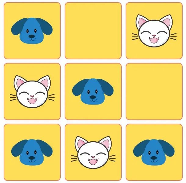 Tic-Tac-Toe Game: Dog vs Cat -MobilePoki-games